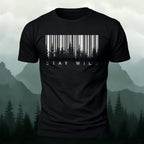 Natural Landscape Barcode-Printed Casual Cotton Tee