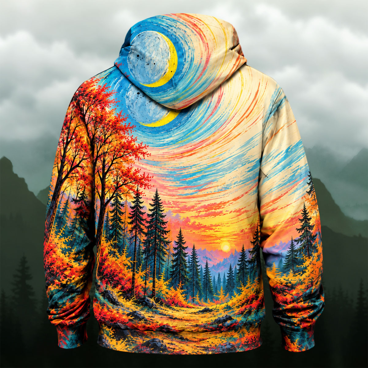 Artistic Swirling Forest All-Over Print Hoodie