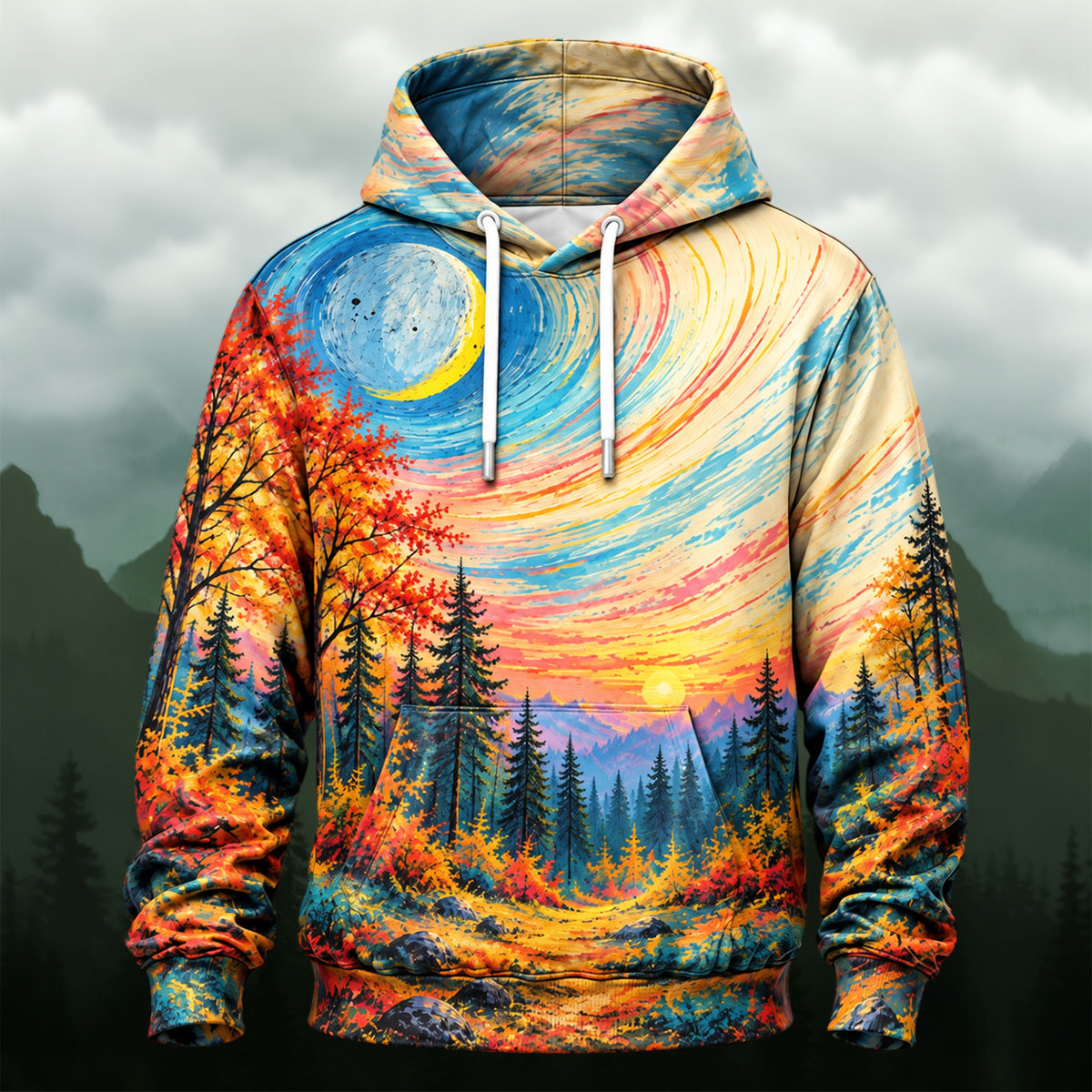 Artistic Swirling Forest All-Over Print Hoodie