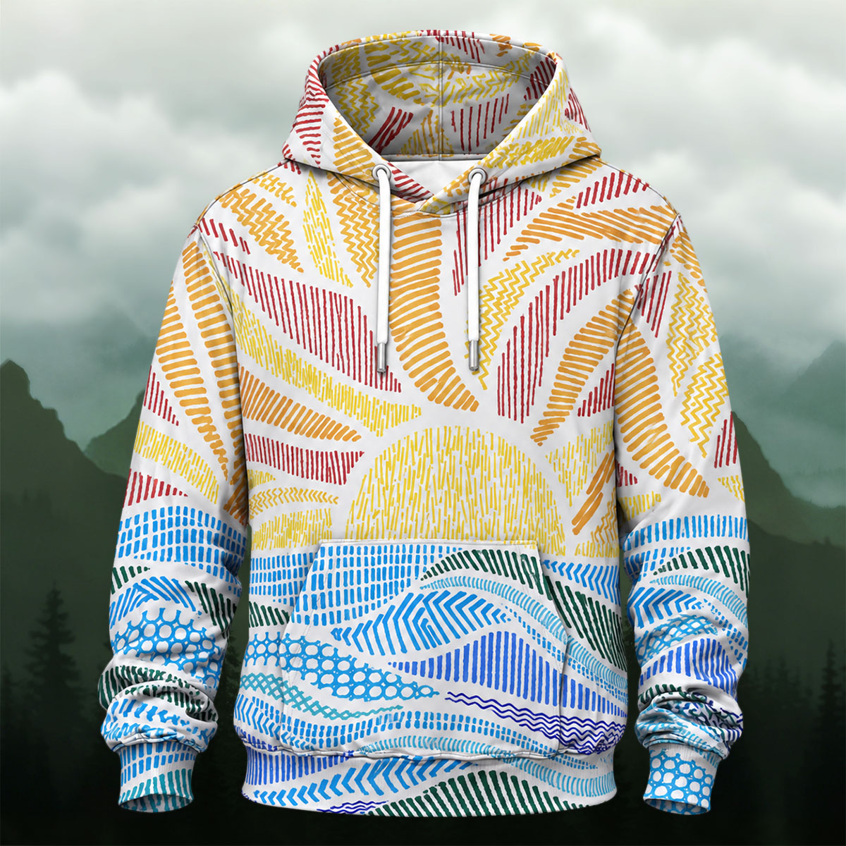 Artistic Abstract Pattern All-Over Print Hoodie