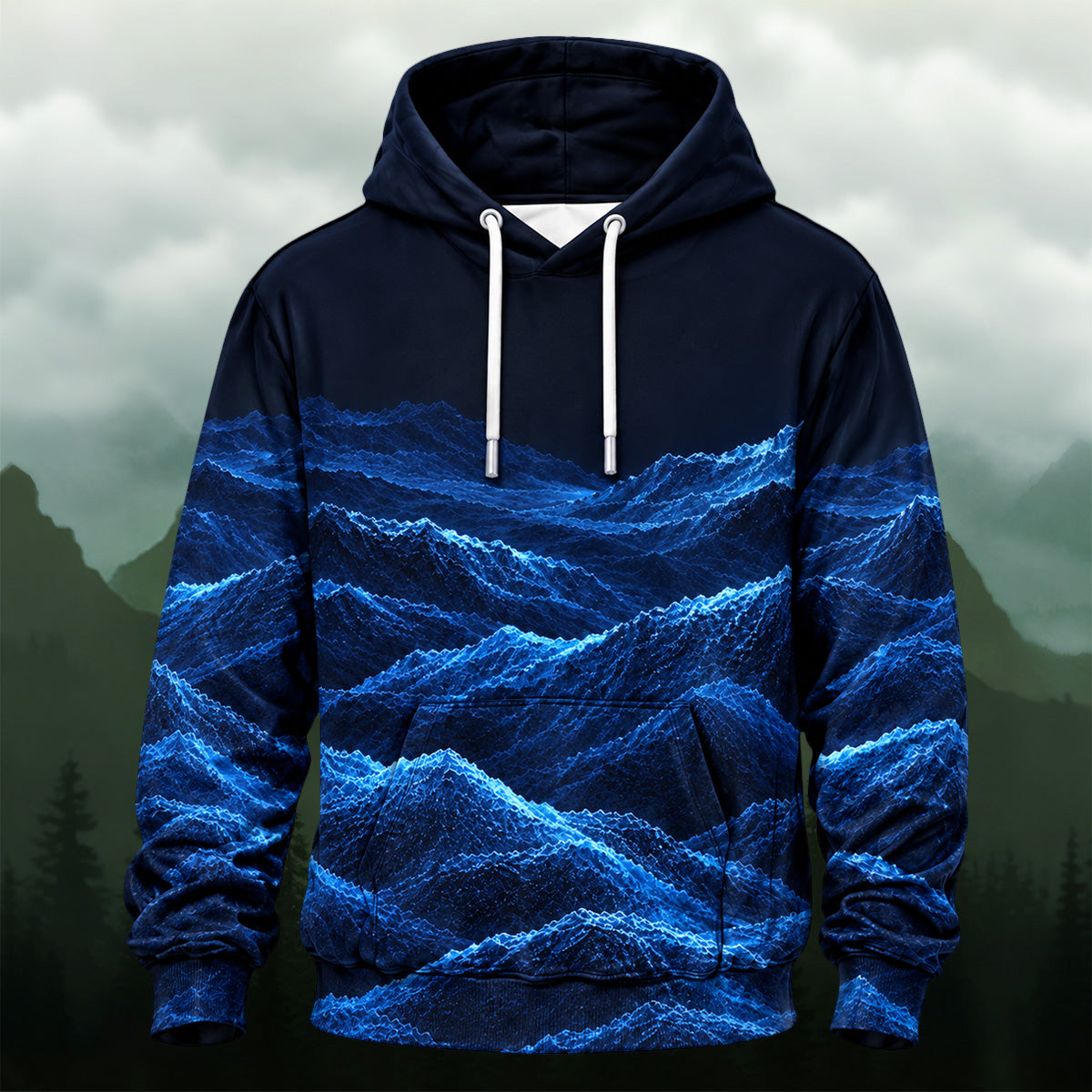 Dynamic Rolling Waves All-Over Print Hoodie