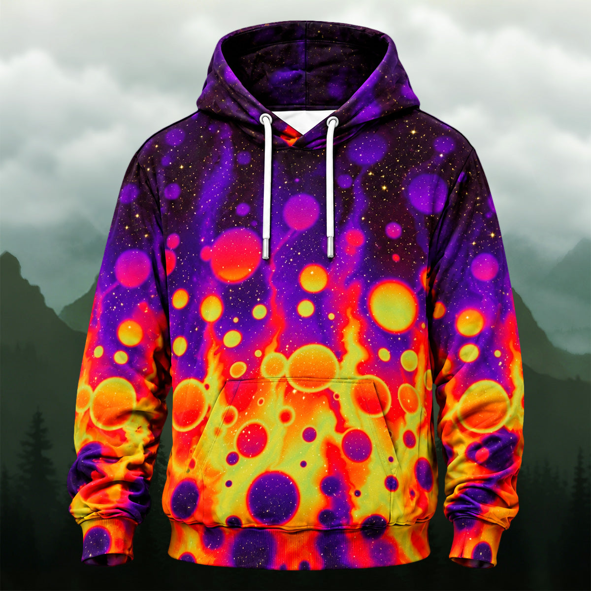 Abstract Neon Lava All-Over Print Hoodie