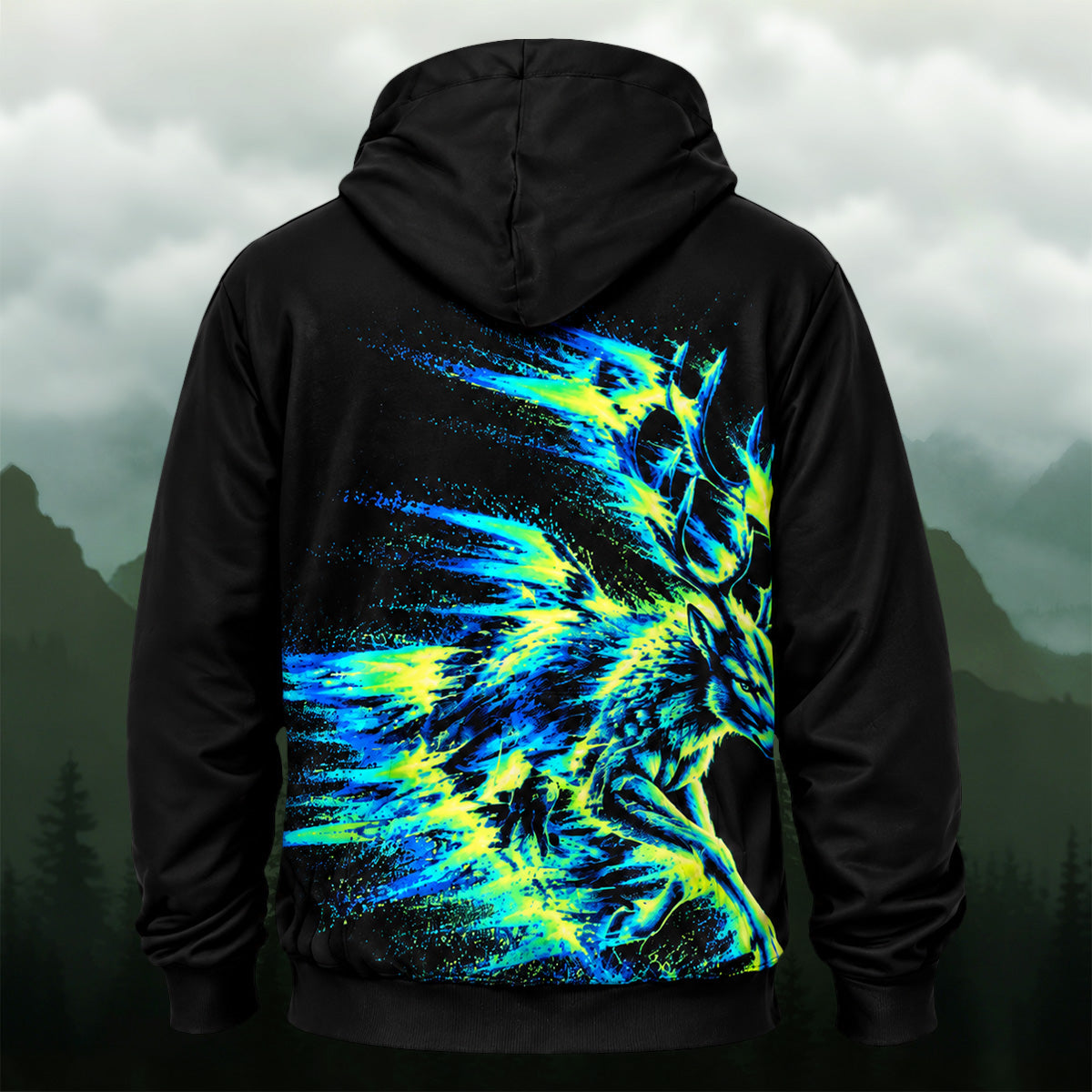 Artistic Neon Deer All-Over Print Hoodie