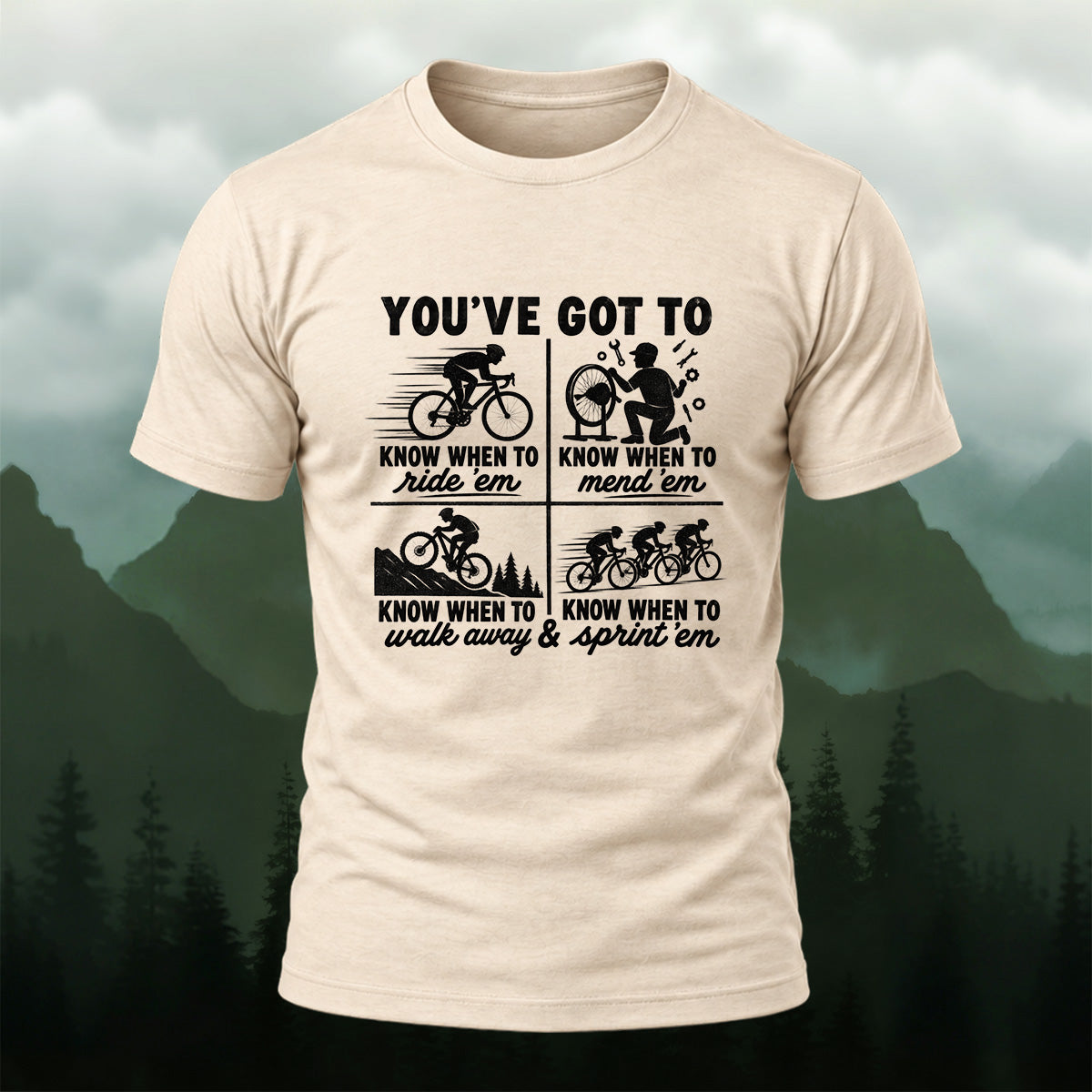 Retro Cycling Comic Combed Cotton T-Shirt