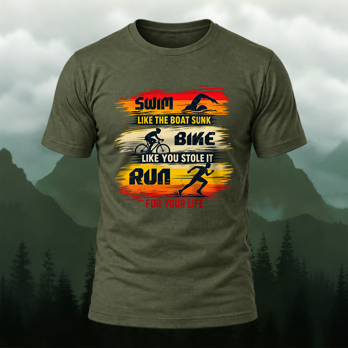 Dynamic Triathlon Slogan Soft Cotton T-Shirt