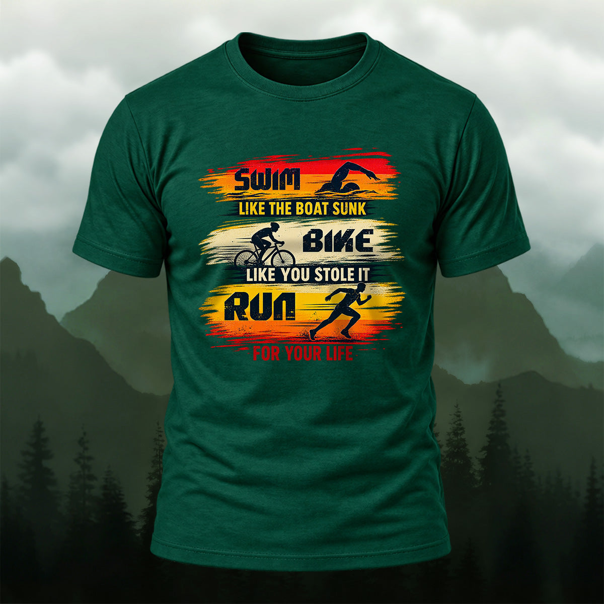 Dynamic Triathlon Slogan Soft Cotton T-Shirt