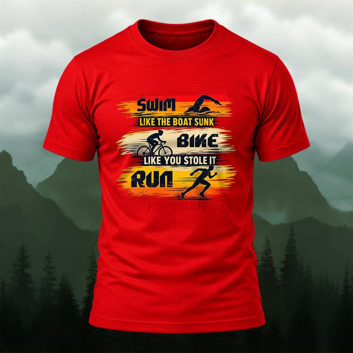 Dynamic Triathlon Slogan Soft Cotton T-Shirt