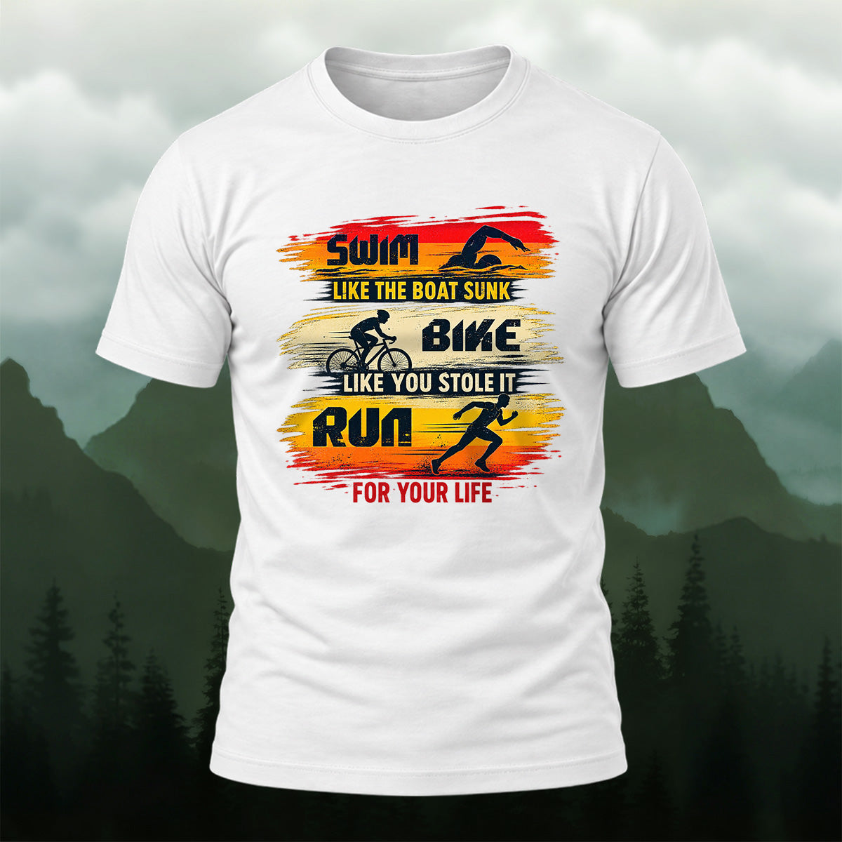 Dynamic Triathlon Slogan Soft Cotton T-Shirt