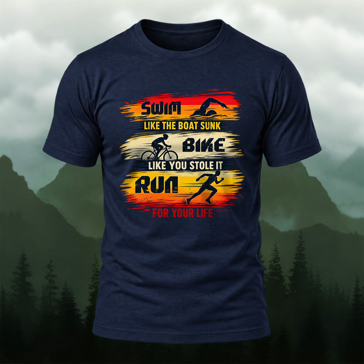 Dynamic Triathlon Slogan Soft Cotton T-Shirt