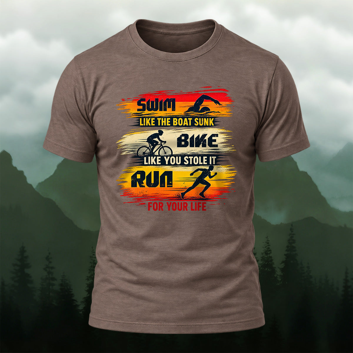 Dynamic Triathlon Slogan Soft Cotton T-Shirt