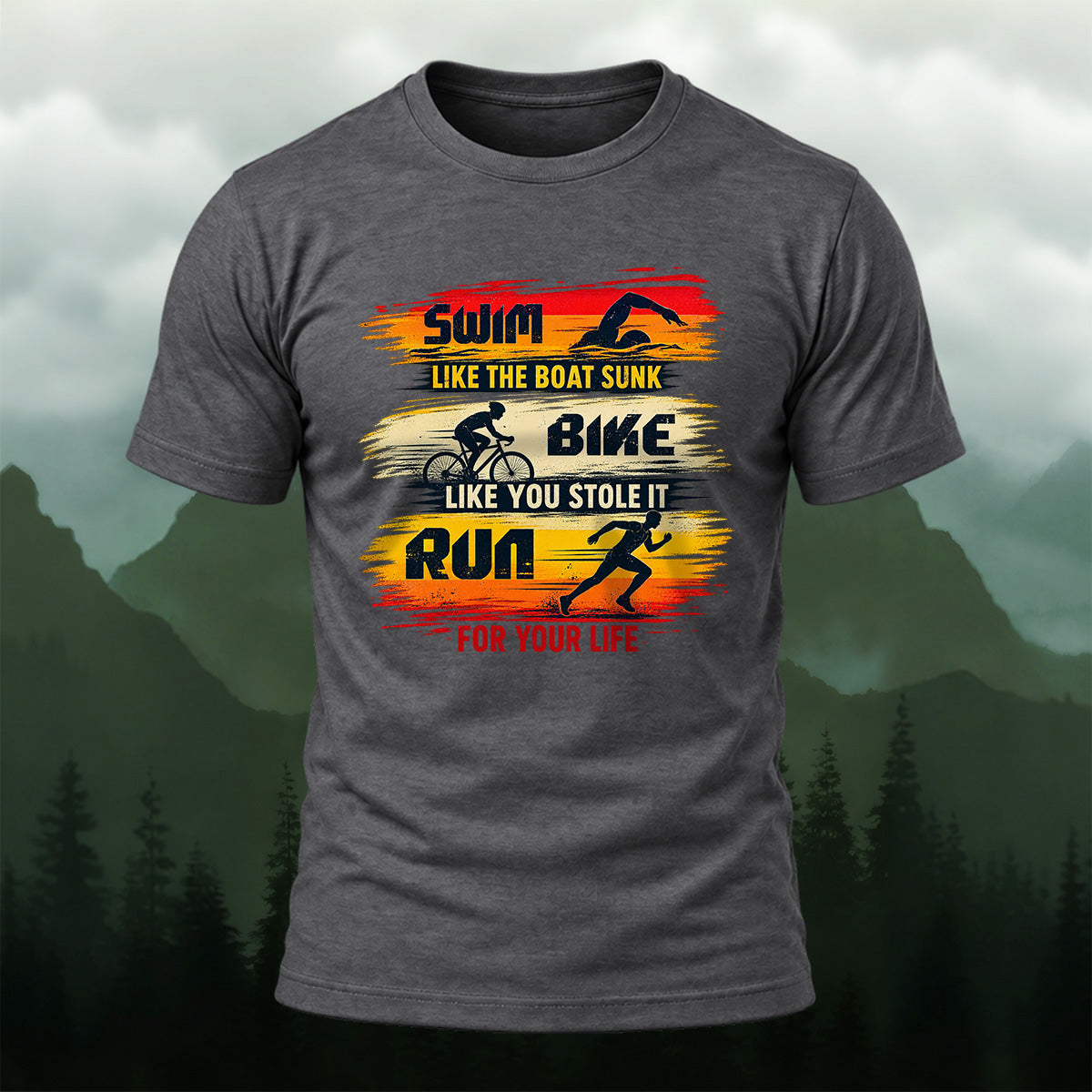 Dynamic Triathlon Slogan Soft Cotton T-Shirt