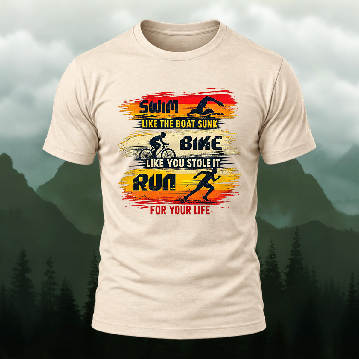 Dynamic Triathlon Slogan Soft Cotton T-Shirt