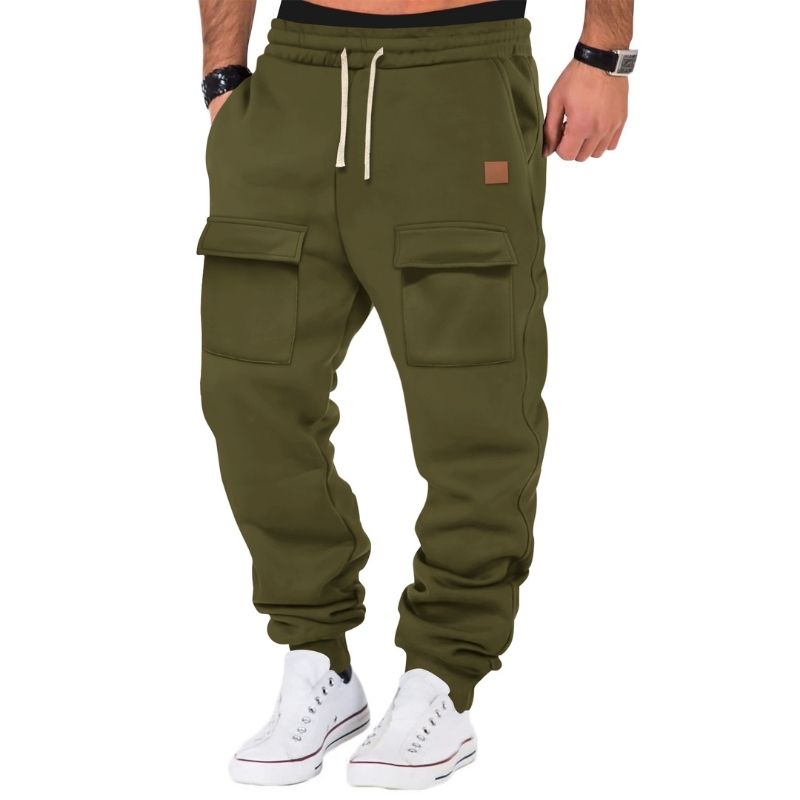 Men's Fleece-Lined Multiple Pockets Drawstring Sweatpants
