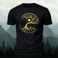 Creative Yin Yang Tree of Life Printed Premium Cotton T‑shirt