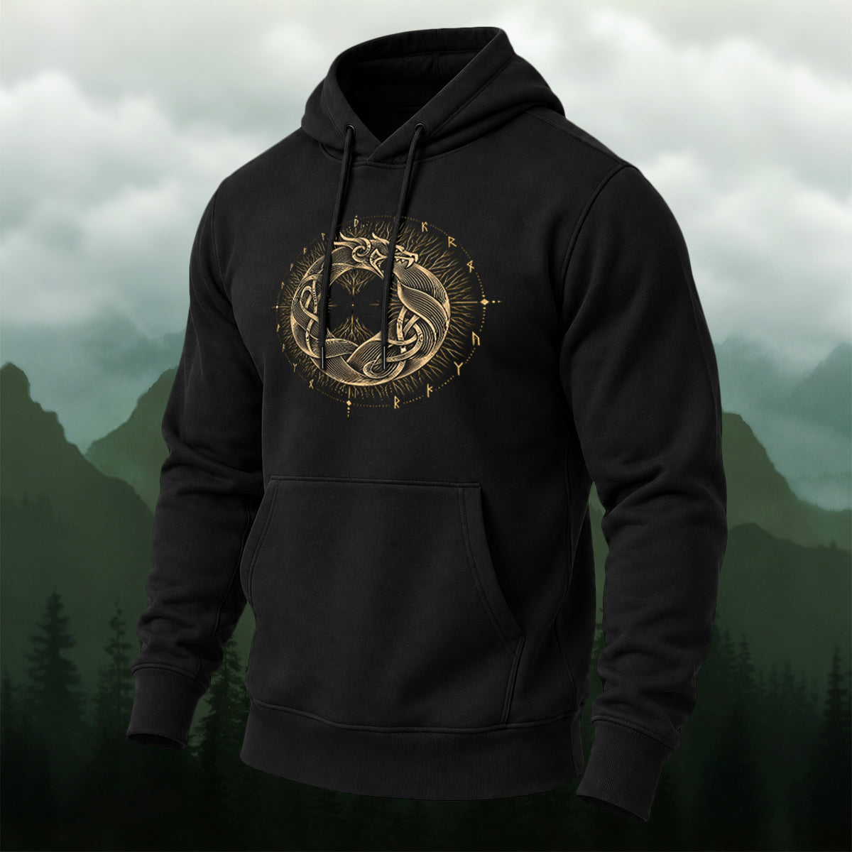 Cotton Made Mystical Viking Dragon Hoodie