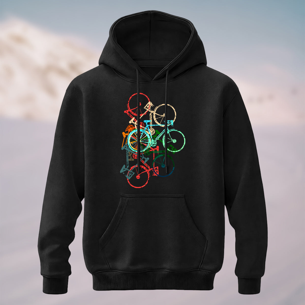 Cotton Made Colorful Bicycle Print Hoodie