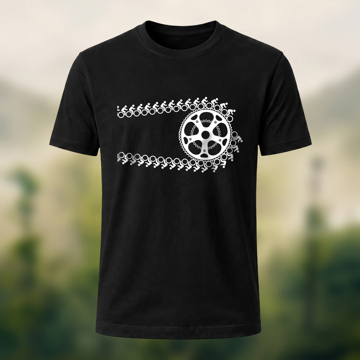 Creative Bike Chain Pattern Combed Cotton T-Shirt