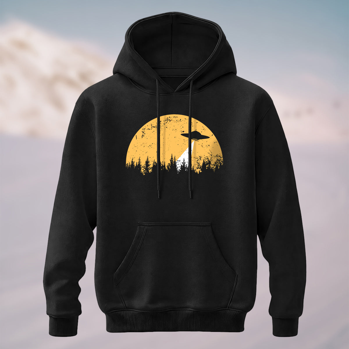 Cotton Made Alien Spaceship Print Hoodie