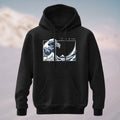 Cotton Made Blue and White Giant Waves Print Hoodie