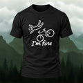 Minimal Bike Drawing Combed Cotton T-Shirt