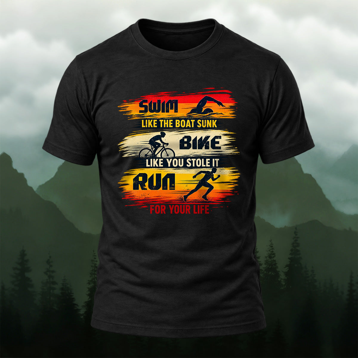 Dynamic Triathlon Slogan Soft Cotton T-Shirt