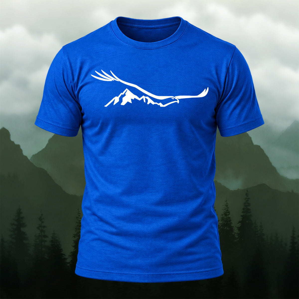 Creative Mountain Eagle Print Cotton T-Shirt