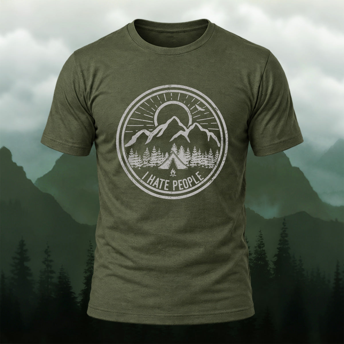 Vintage Mountain Emblem Premium Cotton T-Shirt