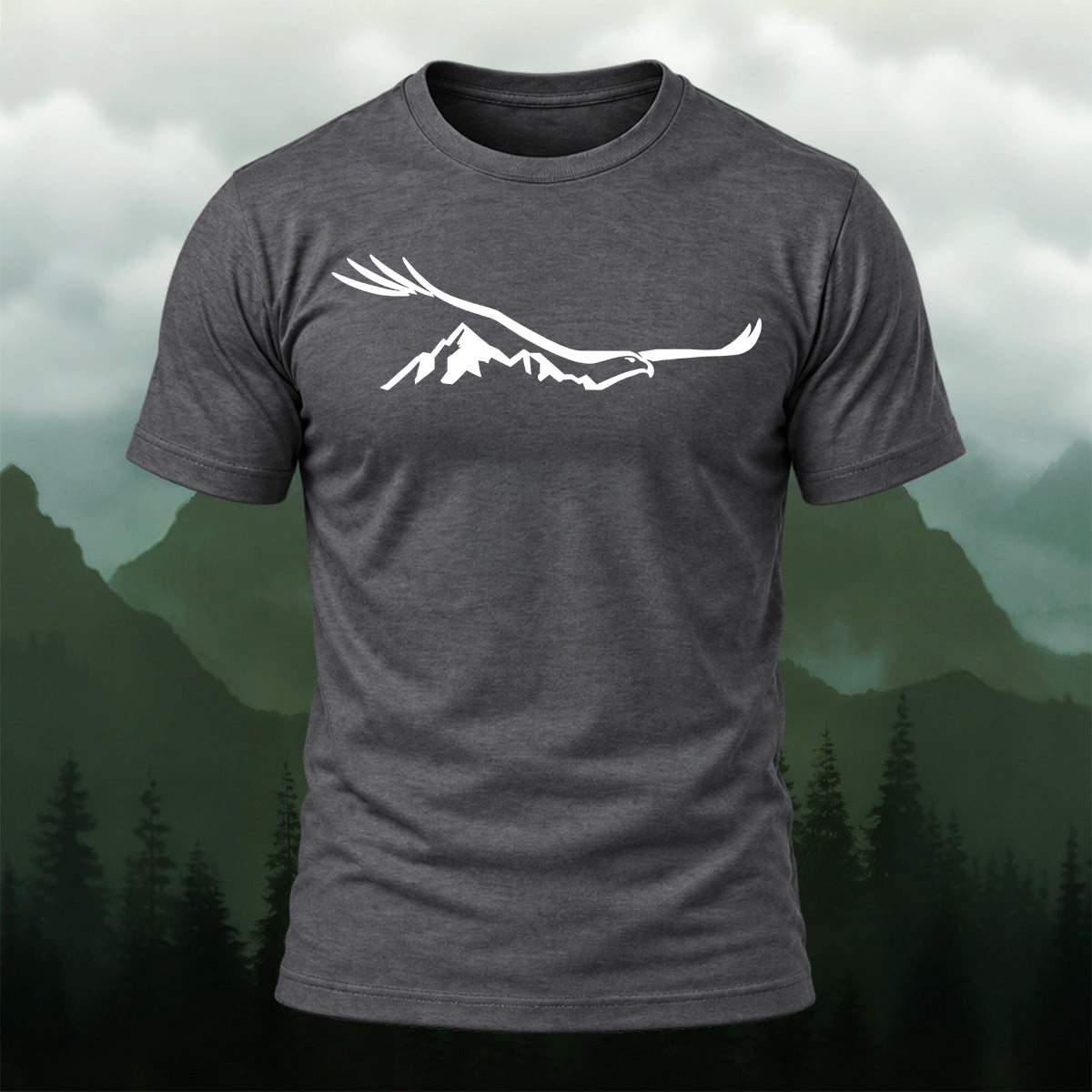 Creative Mountain Eagle Print Cotton T-Shirt