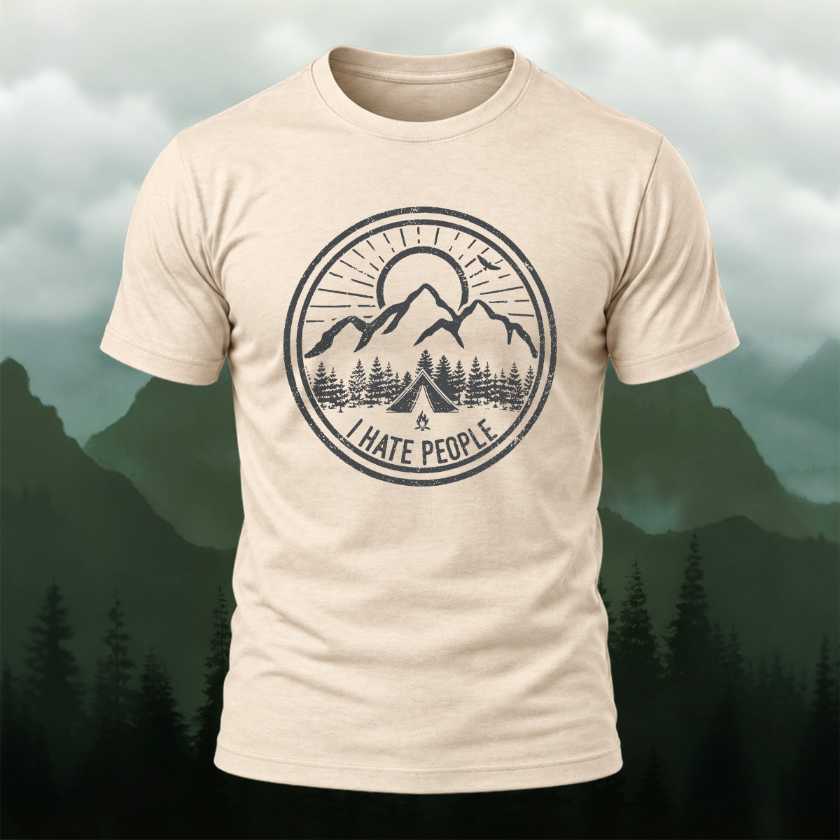 Vintage Mountain Emblem Premium Cotton T-Shirt