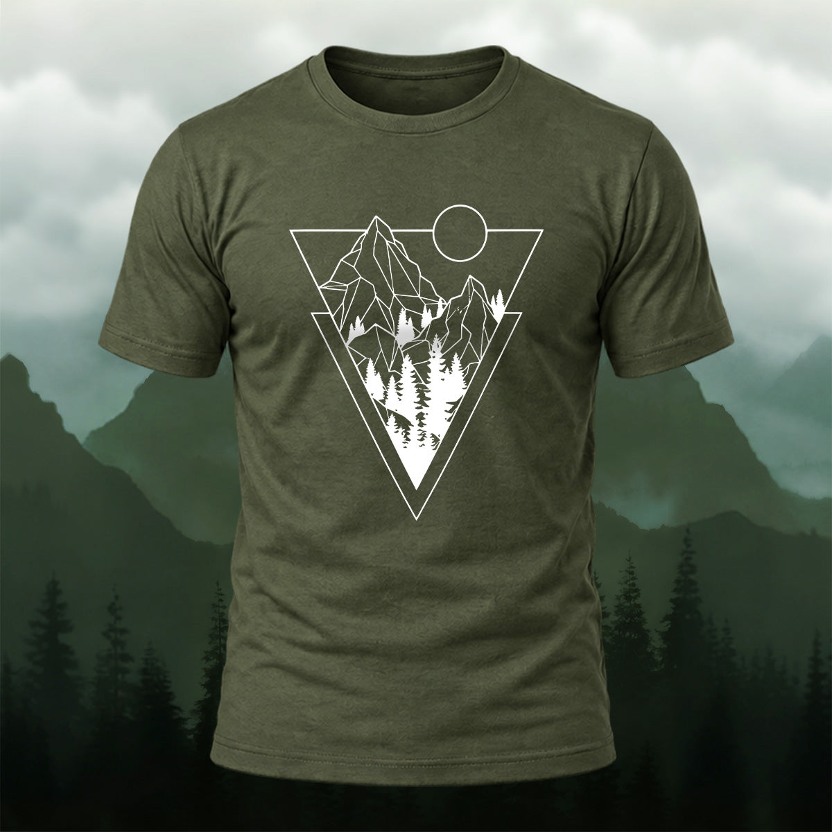 Natural Mountain Forest Combed Cotton T-Shirt