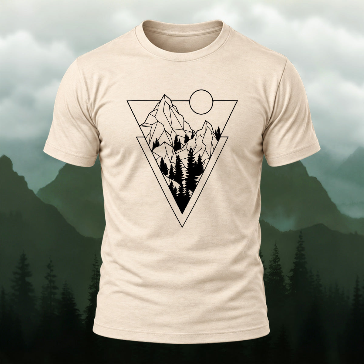 Natural Mountain Forest Combed Cotton T-Shirt