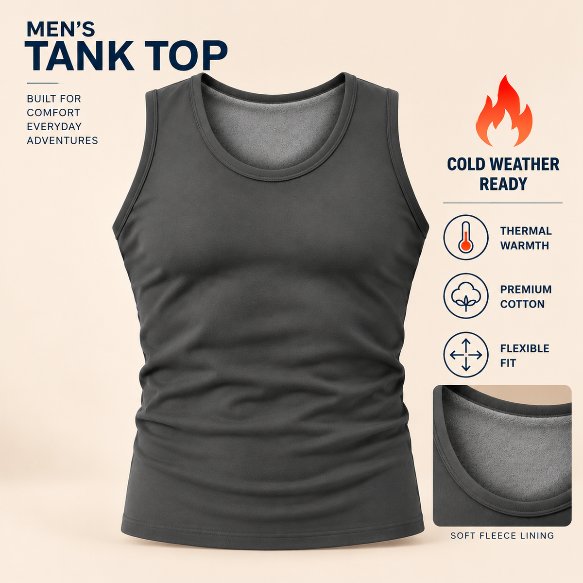 Classic Thermal Fleece-Lined Cotton Tank Top