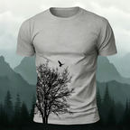 Dead Tree Silhouette Printed Casual 100% Cotton T-Shirt