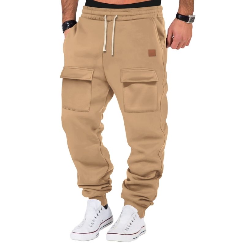 Men's Fleece-Lined Multiple Pockets Drawstring Sweatpants