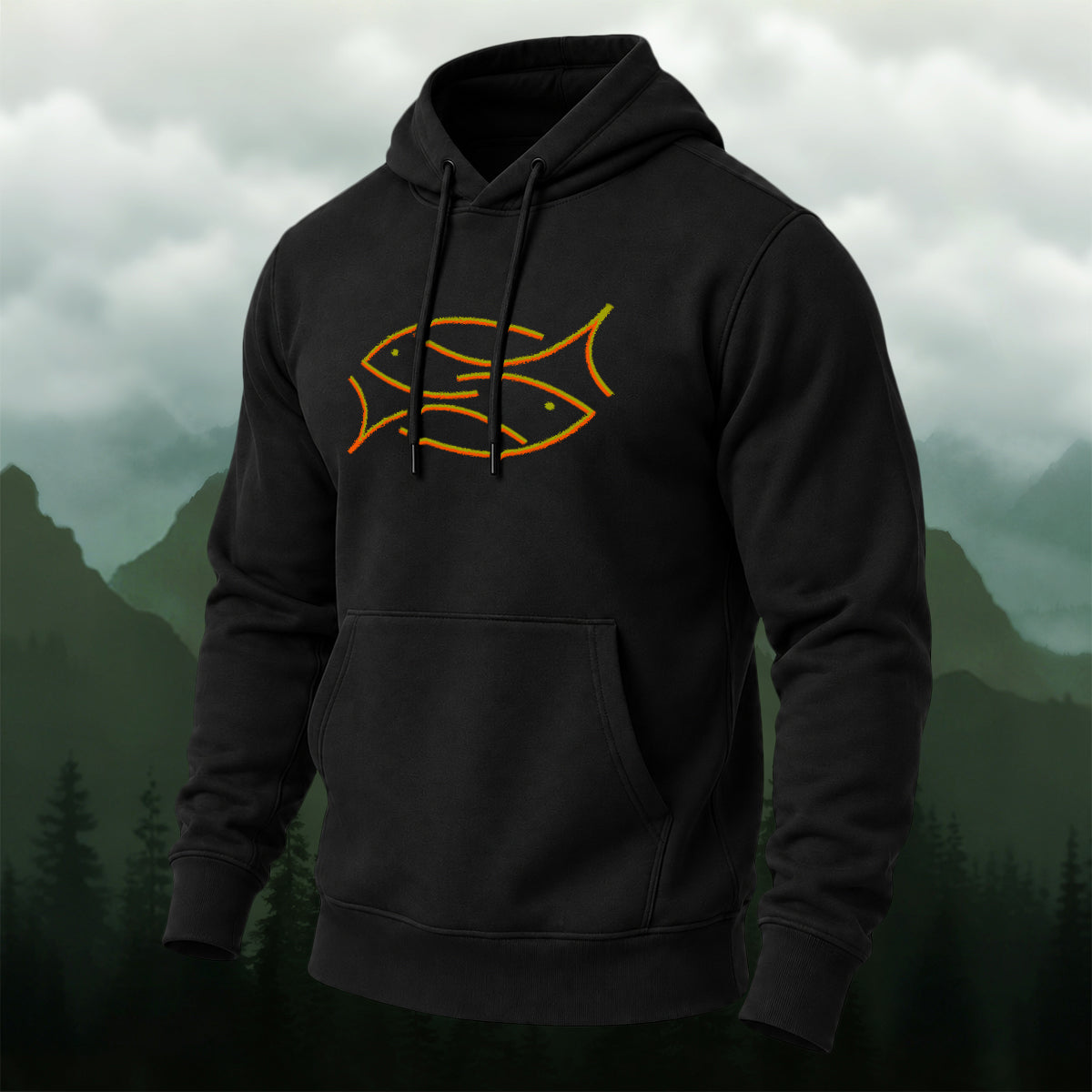 Cotton Made Artistic Coastal Fish Hoodie