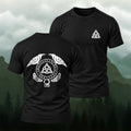 Norse Rune Raven Emblem Soft Cotton T-Shirt