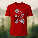 Mechanical Bicycle Chain Premium Cotton T-Shirt Red