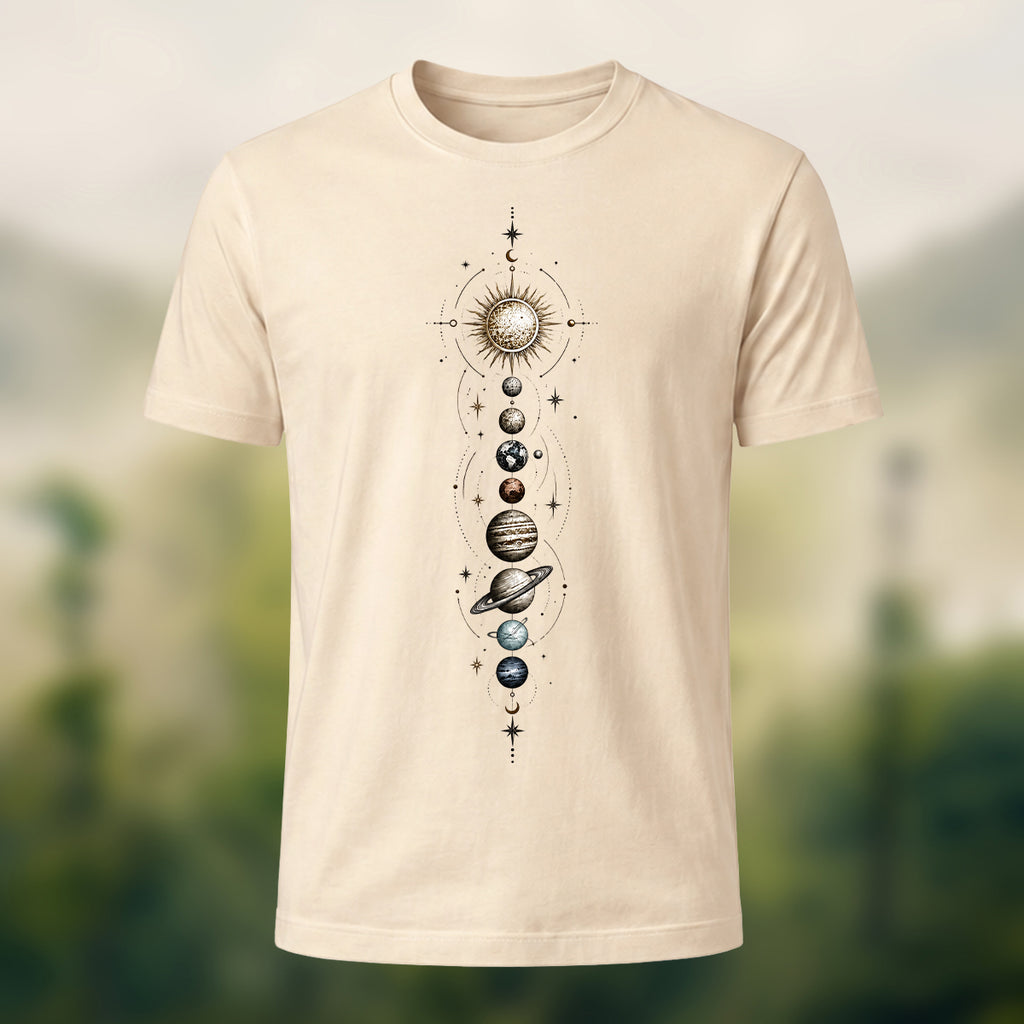 DTG Artistic Solar System Combed Cotton T-Shirt