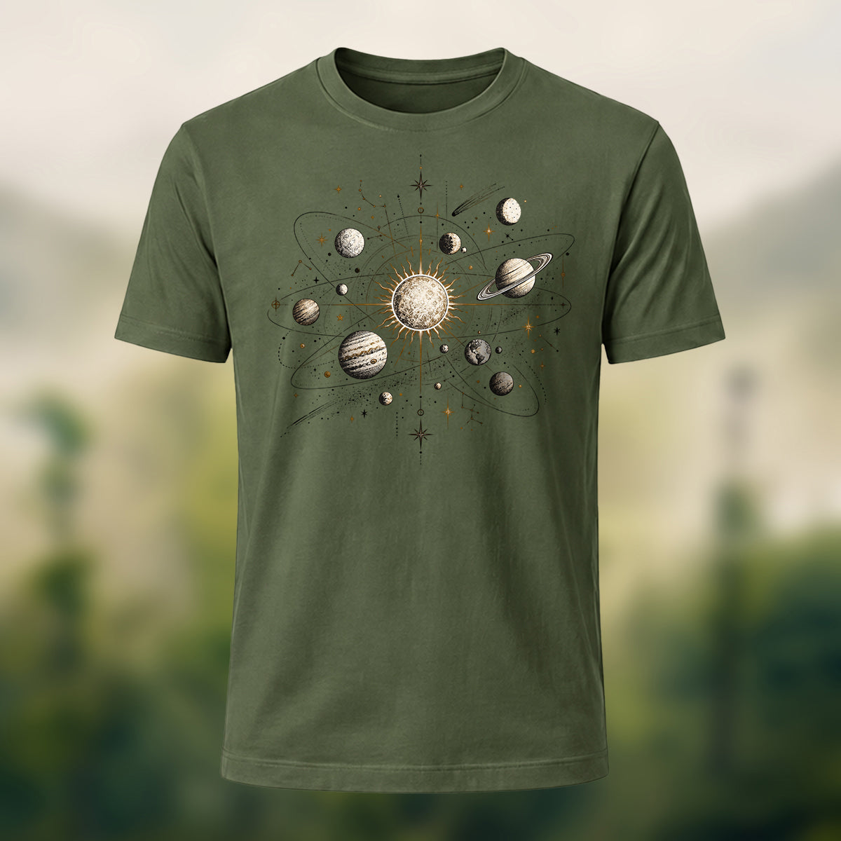 DTG Vintage Planetary Chart Combed Cotton T-Shirt