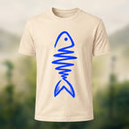 Abstract Fish Skeleton Combed Cotton T-Shirt