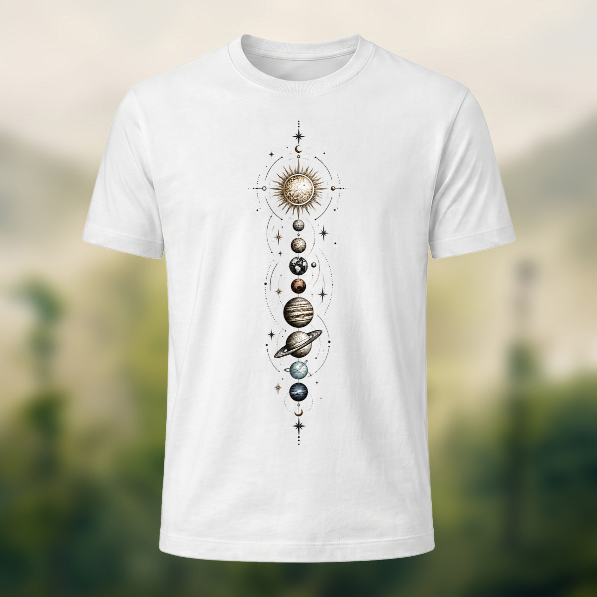 DTG Artistic Solar System Combed Cotton T-Shirt