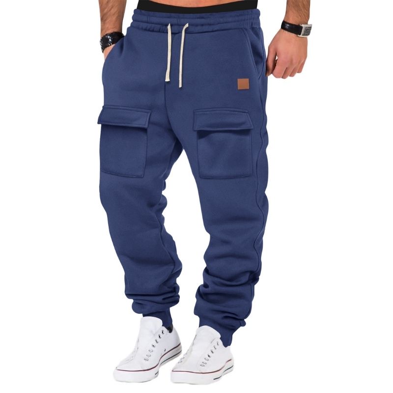 Men's Fleece-Lined Multiple Pockets Drawstring Sweatpants
