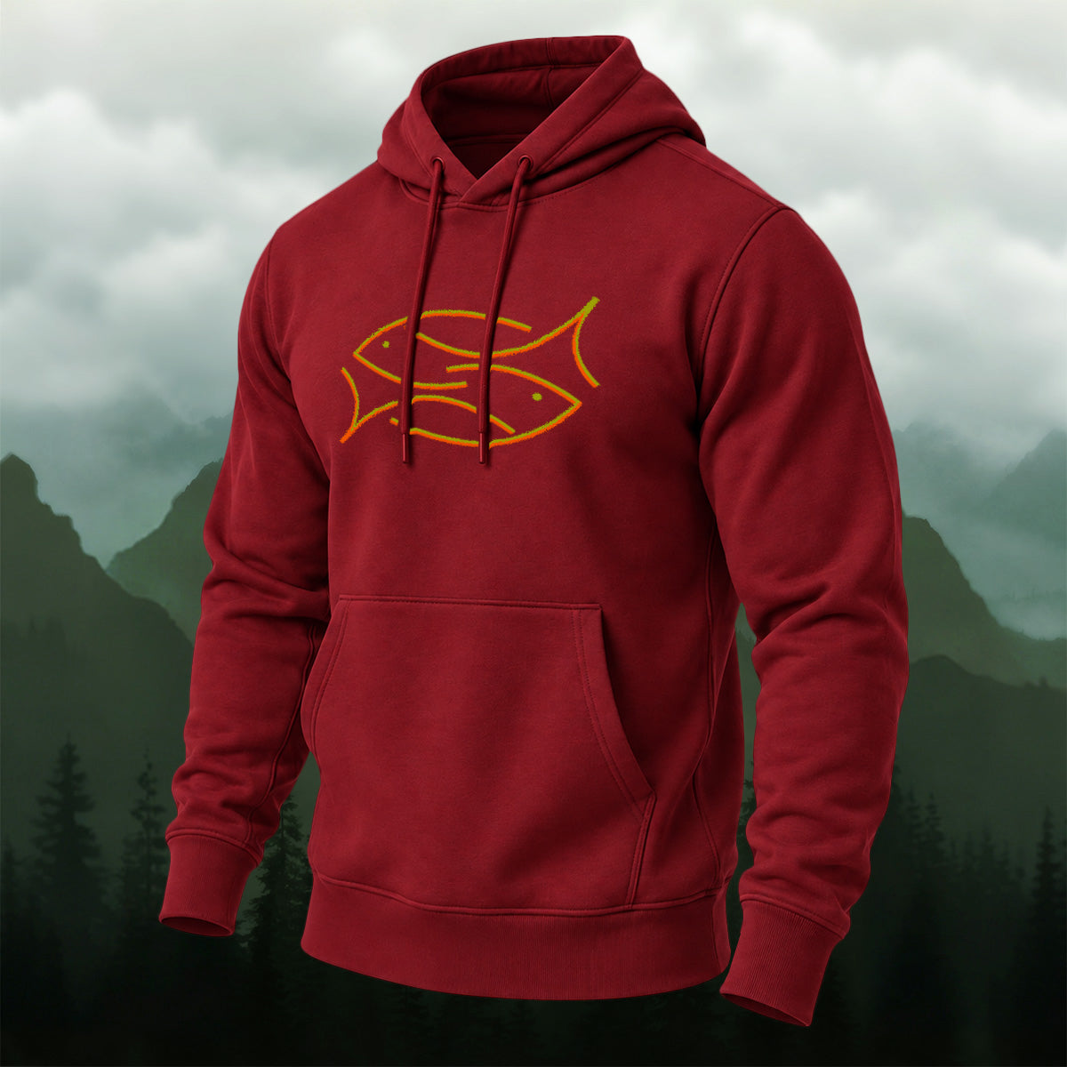 Cotton Made Artistic Coastal Fish Hoodie