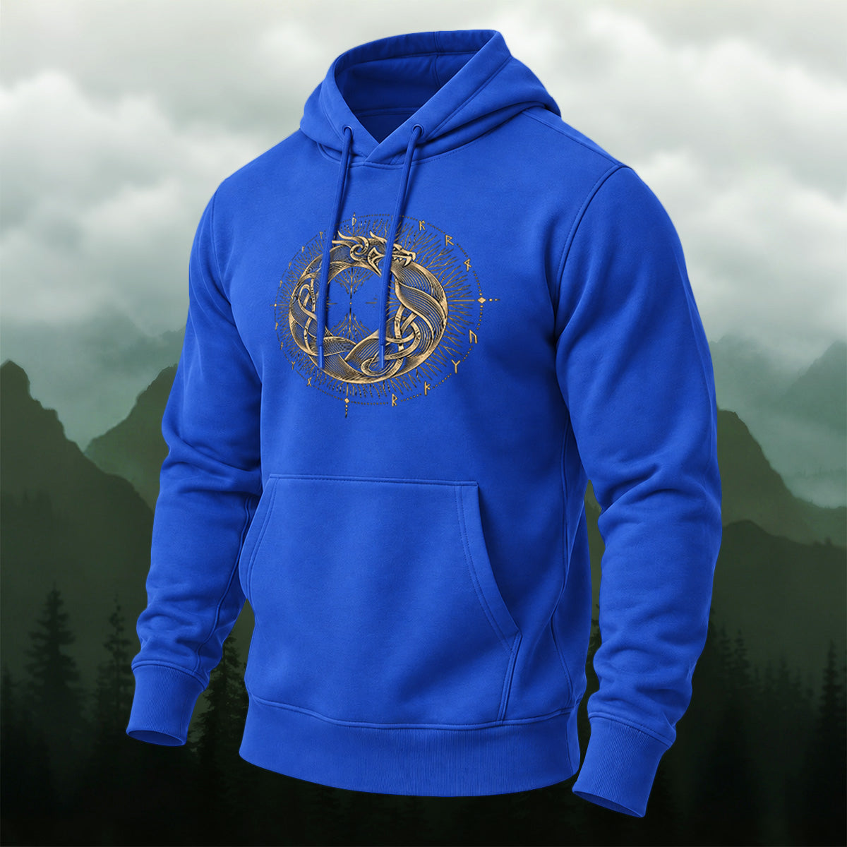 Cotton Made Mystical Viking Dragon Hoodie