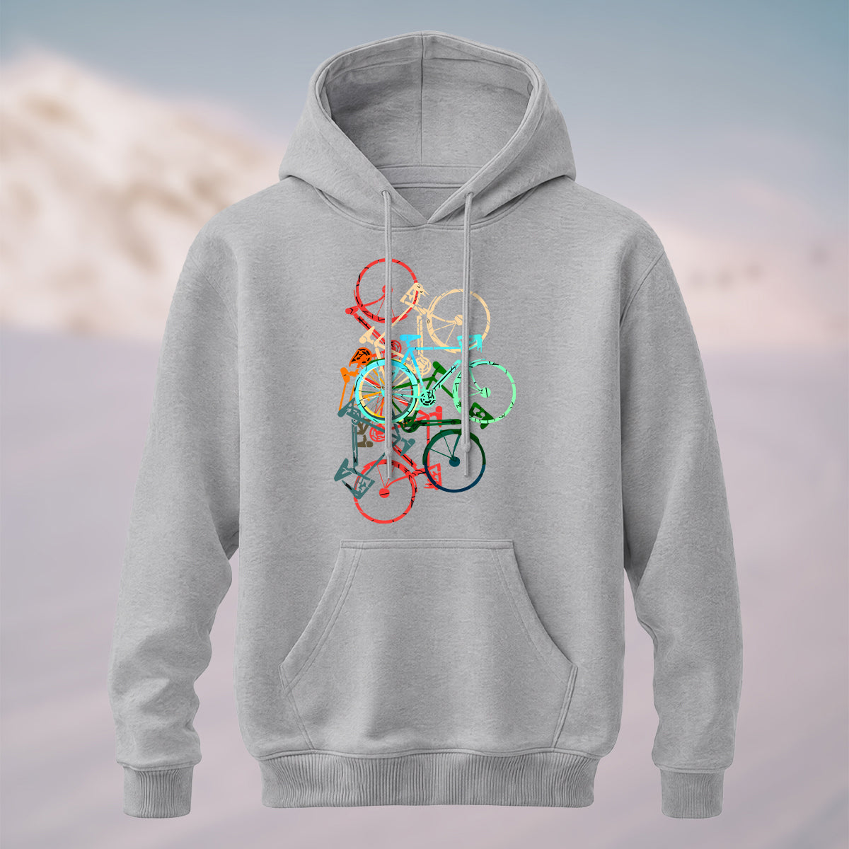 Cotton Made Colorful Bicycle Print Hoodie