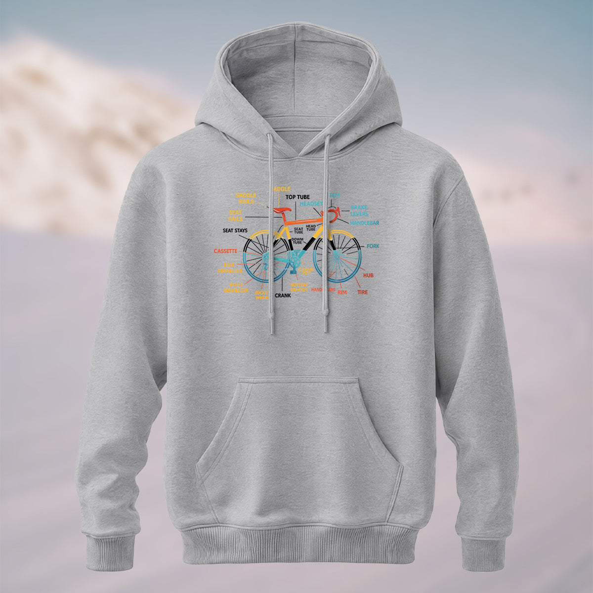 Cotton Made Creative Colorful Bicycle Print Hoodie
