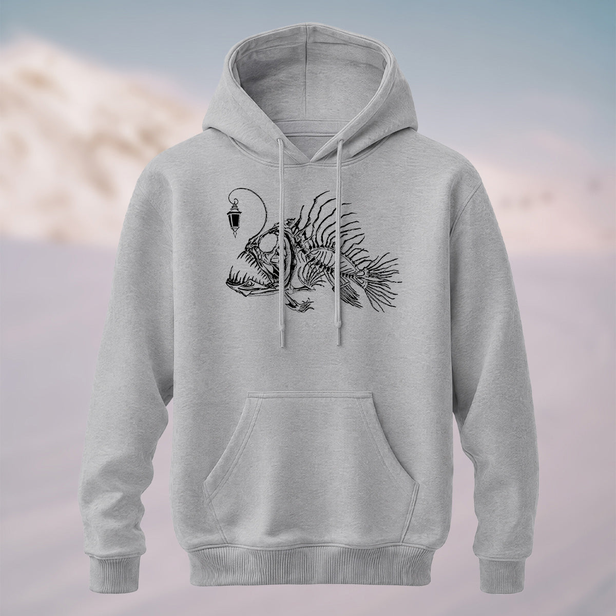 Cotton Made Deep Sea Anglerfish Skeleton Print Hoodie