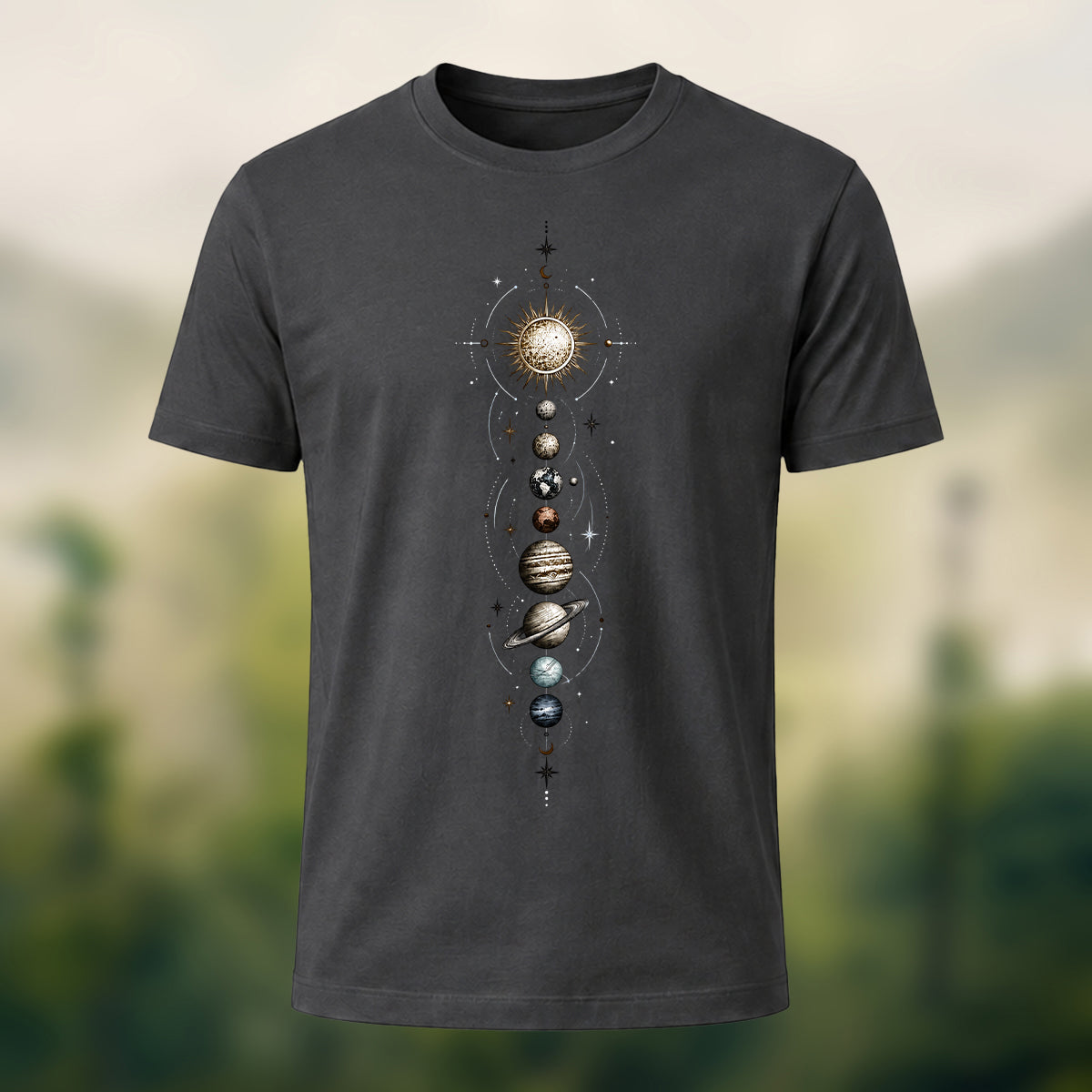 DTG Artistic Solar System Combed Cotton T-Shirt