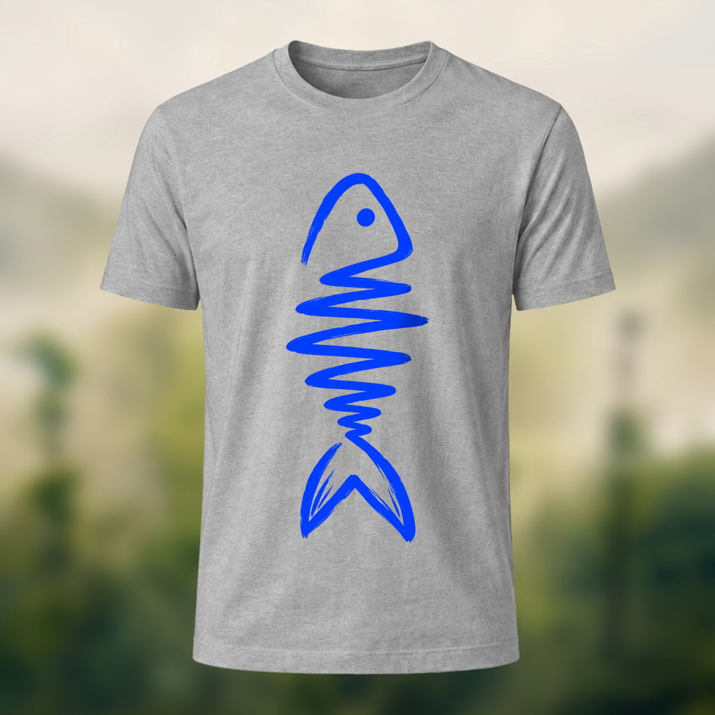 Abstract Fish Skeleton Combed Cotton T-Shirt