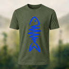 Abstract Fish Skeleton Combed Cotton T-Shirt